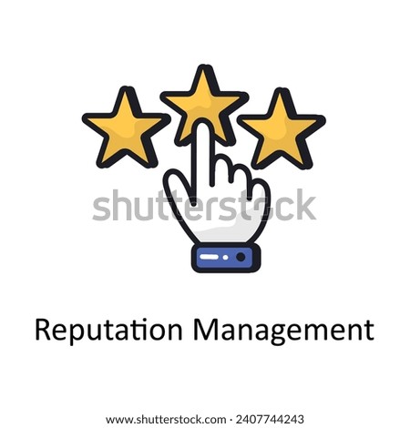 Reputation Management vector filled outline doodle Design illustration. Symbol on White background EPS 10 File 