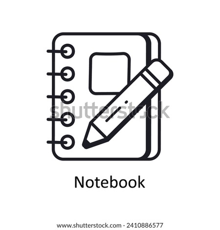 Notebook vector outline doodle Design illustration. Symbol on White background EPS 10 File