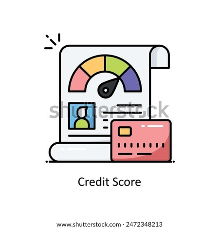 Credit Score vector filled outline icon style illustration. Symbol on White background EPS 10 File