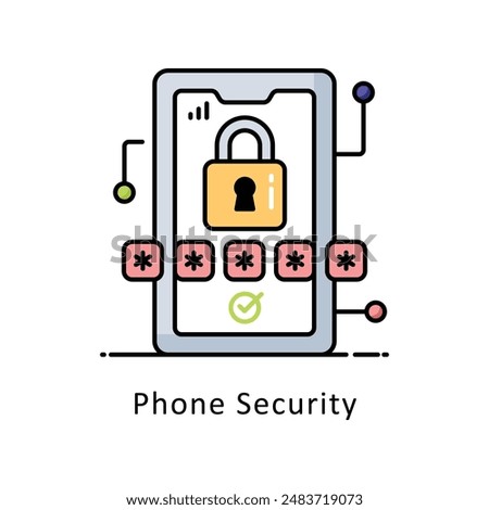 Phone Security vector   Filled outline Design illustration. Symbol on White background EPS 10 File