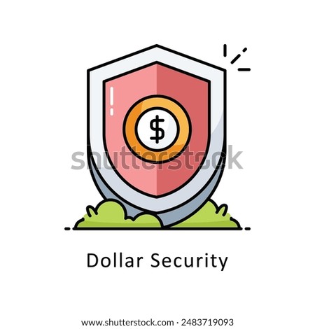 Dollar Security vector   Filled outline Design illustration. Symbol on White background EPS 10 File
