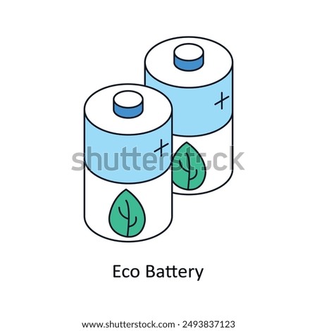 Eco Battery Isometric style icon. Symbol on White background EPS 10 File 