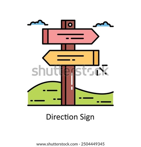 Direction Sign vector  Filled outline icon style illustration. Symbol on White background EPS 10 File