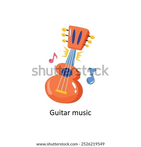 Guitar music doodle vector outline Sticker. EPS 10 file