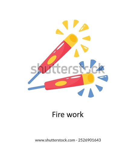 Fire work doodle vector outline Sticker. EPS 10 file