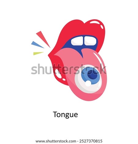 Tongue doodle vector outline Sticker. EPS 10 file