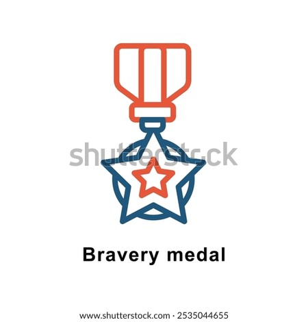 Bravery medal vector Outline Two Color Design icon. Awards Symbol on White background EPS 10 File