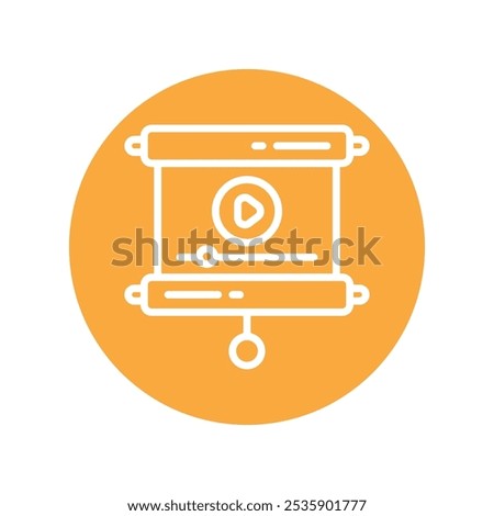 Projector Screen Vector Outline Circle Design icon. Work In Progress Symbol on White background EPS 10 File