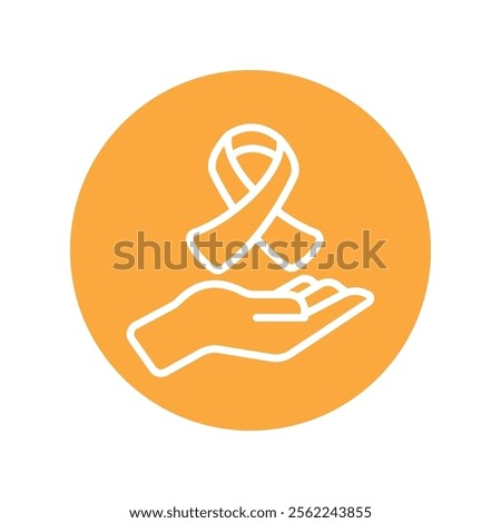 Hand and ribbon Vector Circle Outline Icon. Eps File 10