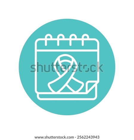 Cancer Day Calendar Vector Circle Outline Icon. Eps File 10