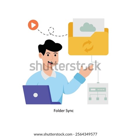 Folder Sync  concept vector illustration. Cloud Computing isolated On white Background.       