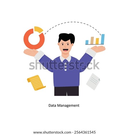 Data Management  concept vector illustration. Data Analytics isolated On white Background.    