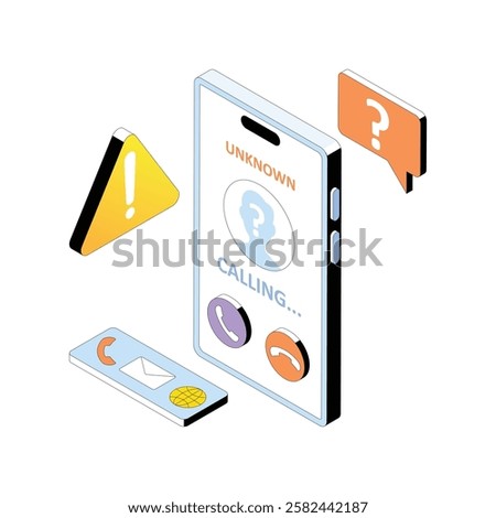 Incoming Call From Unknown Contact vector Gradient isometric Style illustration. Eps 10 File