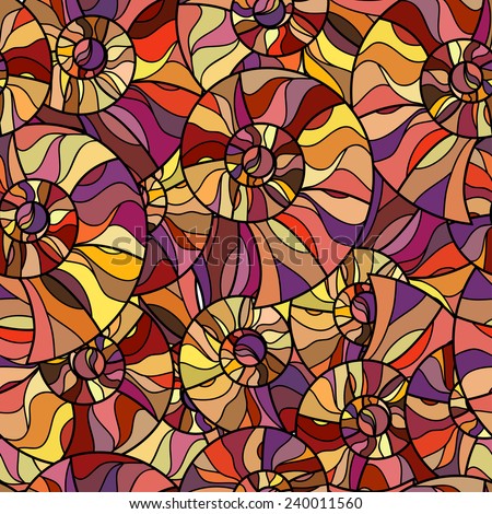 Raster Seamless abstract hand-drawn ornament pattern with colorful snails. Seamless pattern can be used for wallpaper, pattern fills, web page background, surface textures.