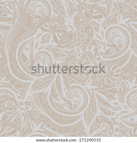 Raster Seamless abstract hand-drawn ornament pattern