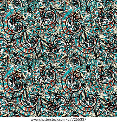 Raster Seamless abstract hand-drawn ornament pattern, wavy background. Pattern can be used for wallpaper, pattern fills, web page background, surface textures, wrapping paper.