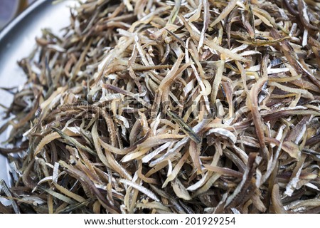 Dry fish in the market , Shredded dried fish