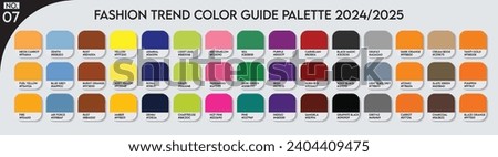 Fashion Trend Color guide palette 2024-25 no.07. An example of a color palette vector. Forecast of the future color. color palette for fashion designers, business, garments, and paints colors company