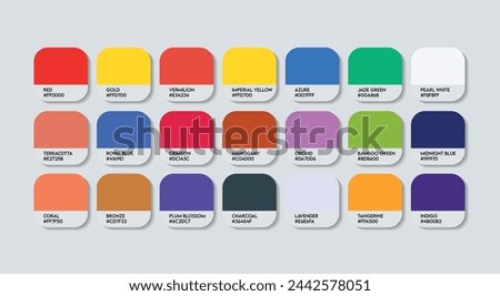China Color Palette, China Cultural Color Code Guide Palette with Color Names, Catalog Samples gold with RGB HEX codes. Chinese Colors Palette Vector. Plastic, Paints, China Trending Color book