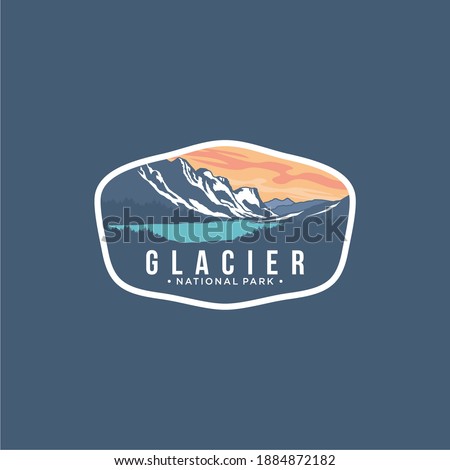 Illustration of Glacier National Park Emblem patch logo on dark background