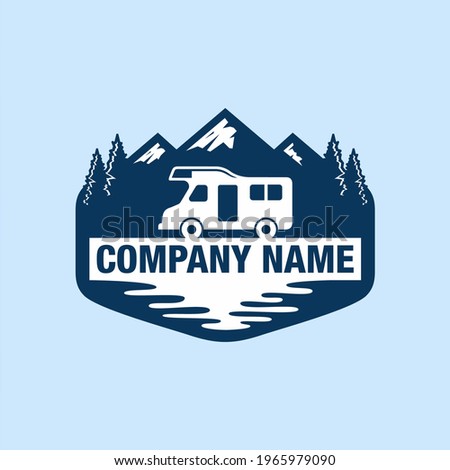 Adventure RV Camper Car Logo Design design template