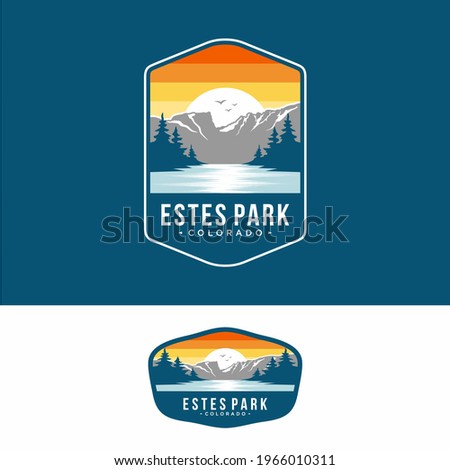 Design template.Este park emblem patch logo illustration in Rocky Mountains National park Imagine de stoc © 