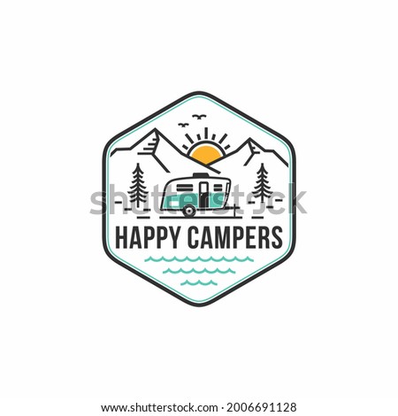 recreational vehicle or adventure and camper trailer logo template, travel and leisure vector design.