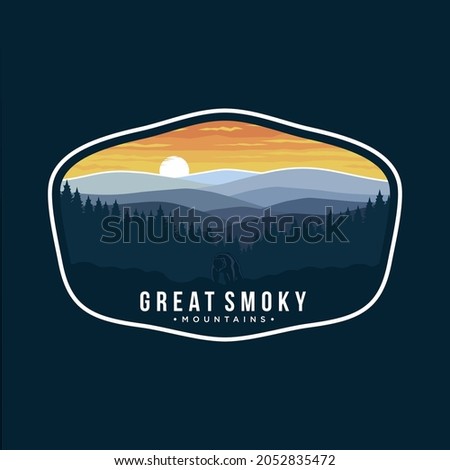 Great Smokey Mountains National Park Emblem patch logo illustration on dark background