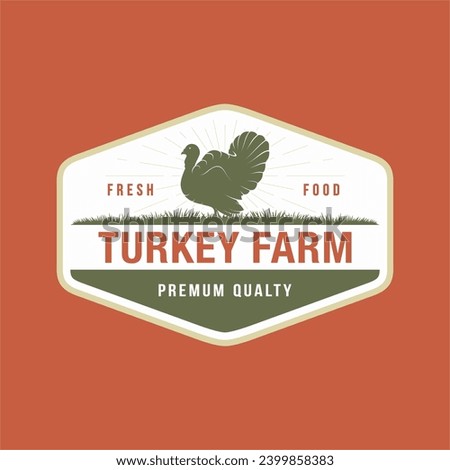 Turkey farm emblem logo design vector illustration