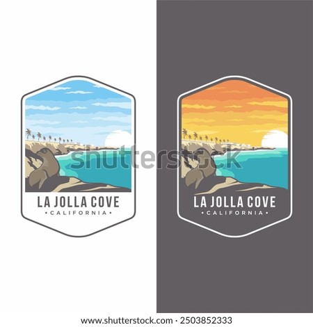 Illustration of La Jolla Cove Beach California patch logo