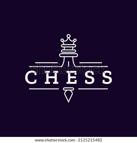 Classic Chess Queen and Pawn Vintage Logo Label Design Ideas