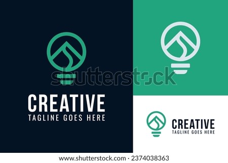 Modern Smart Creative Bulb Education Innovation Mountain Peak Top Outdoor Logo Design Branding Template