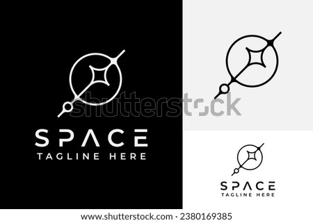 Creative Space Planet Satellite  Orbit Saturn Star Cosmic Logo Design Branding Template