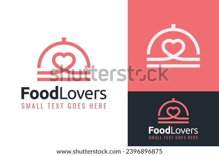 Creative Cloche Plate Love for Food Lovers Logo Design Branding Template