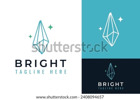 Simple Bright Blue Gem Diamond Opal Jewel Logo Design Branding Template