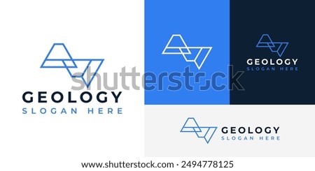 Geology Earth Plates Mantle Structure Mountain Logo Design Branding Template