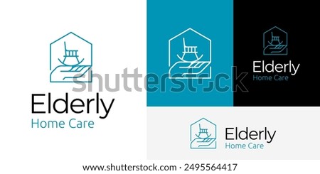 Creative House Home Rocking Chair Elder Elderly Care Logo Design Branding Template