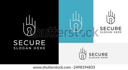 Simple Stop Hand Security Safety Padlock  Logo Design Branding Template