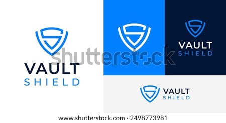 Simple Initial V S for Shield Vault Safety Secure Shield Logo Design Branding Template