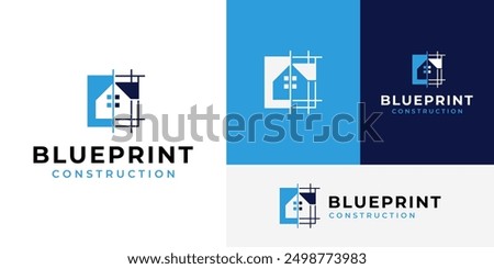 House Blueprint Plan Draft Construction Architect Logo Design Branding Template