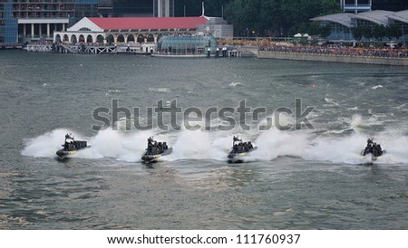 SINGAPORE - AUGUST 09: Naval display during National Day Parade 2012 on August 09, 2012 in Singapore