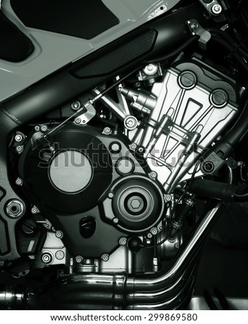 Motorcycle engine,detail of motorcycle engine,Black and white