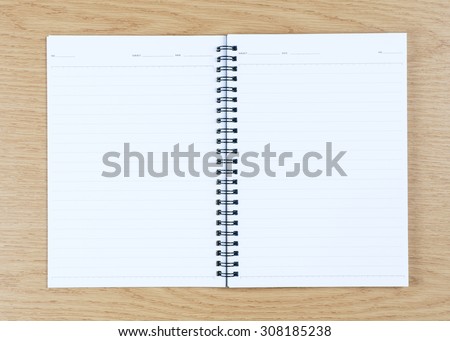 notebook with space on wooden table.Blank Notebook .