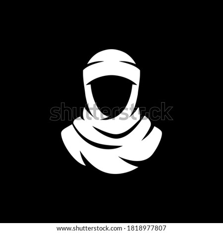 middle east nomads - Bedouin silhouette wearing headscarf - mascot design