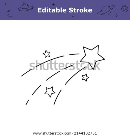 Shooting star icon with editable stroke. Flying comet simple symbol isolated on white background. Planetary object. Astronomy, space theme pictogram