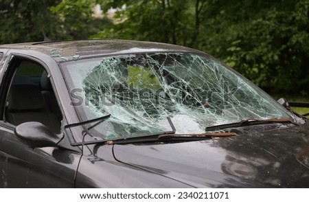 Image, Stock Photo Car with broken windshield