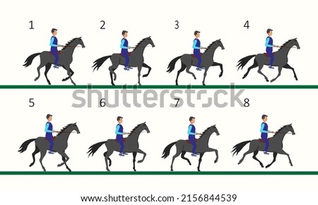The horse is trotting. Animation of a horse with a rider. Horseback Riding. Photo stock © 