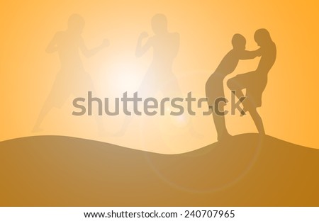 silhouette Thai boxing