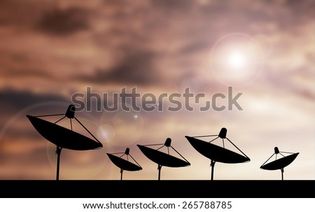 Satellite shadow and phone antenna sky background