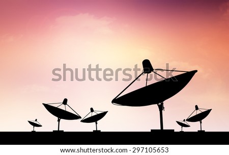Satellite shadow and phone antenna sky background